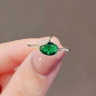 Rhinestone Ring Ly2197 - Green - One Size