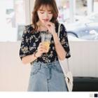 Round Neck Floral Mid Sleeves Blouse