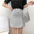 Glittered High-waist Fitted Skirt