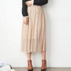 Elasticized Waist Lace Midi Skirt