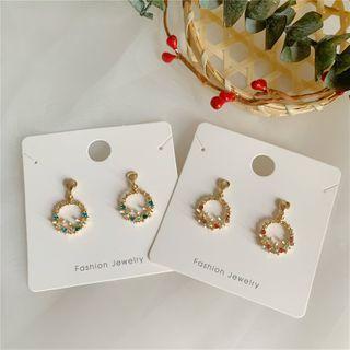 Flower Hoop Alloy Dangle Earring