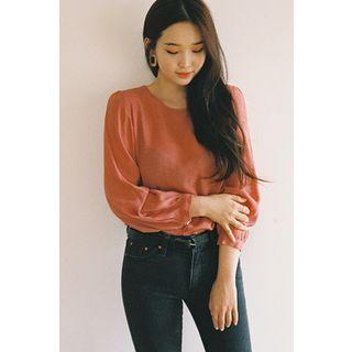 Bishop-sleeve Sheer Blouse