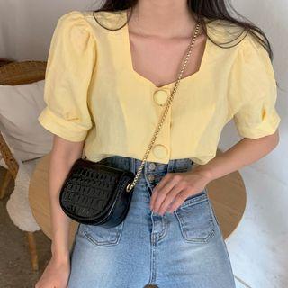 Puff Sleeve Shirt Yellow - One Size