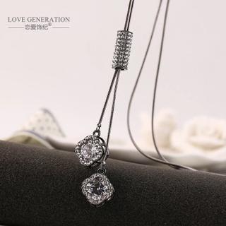 Crystal Four-leaf Clovee Long Necklace