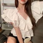 Cap-sleeve Ruffled Blouse
