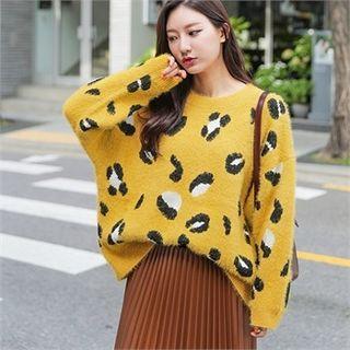 Wool Blend Leopard Boxy Sweater