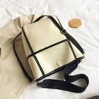 Set: Piped Canvas Crossbody Bag + Zip Pouch