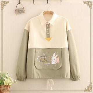 Rabbit Printed Color-block Sweatshirt