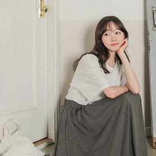 Studded-sleeve Cotton T-shirt