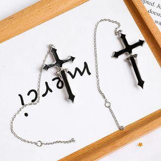 Cross & Chain Earring As Shown In Figure - One Size