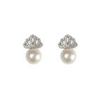 Faux Pearl Rhinestone Crown Earring