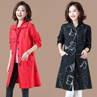 Print Medium Long Trench Jacket