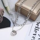 Alloy Layered Pendant Necklace Silver - One Size
