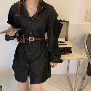 Cold-shoulder Denim Shirtdress