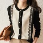 Two-tone Lace Panel Cardigan
