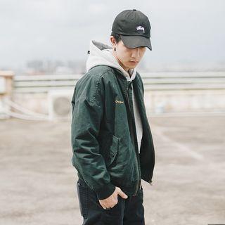 Pocket Sleeve Embroidery Bomber Jacket