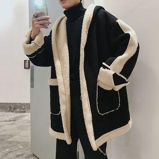 Fleece Trim Hooded Coat