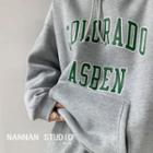 Loose-fit Printed Hoodie Gray - One Size