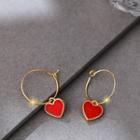 Heart Dangle Earring 1 Pair - Rose Gold - One Size