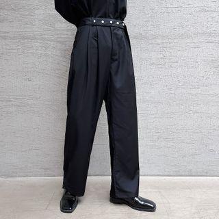 Metal-accent Wide-leg Dress Pants