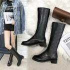 Faux-leather Low-heel Tall Boots