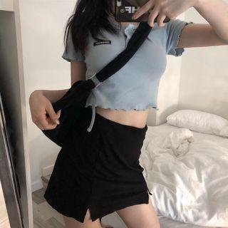 Applique Frill Trim Cropped Top