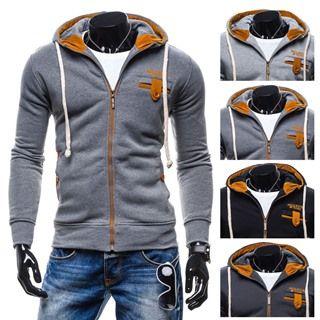 Contrast Trim Zipped Hooded Top