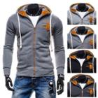 Contrast Trim Zipped Hooded Top