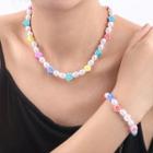 Flower Soft Clay Faux Pearl Bracelet / Necklace