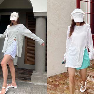 Button-trim Asymmetric T-shirt
