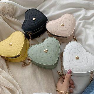 Sweetheart Shape Studded Zip Cross Bag