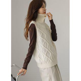 High-neck Cable-knit Sweater Vest