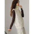 High-neck Cable-knit Sweater Vest