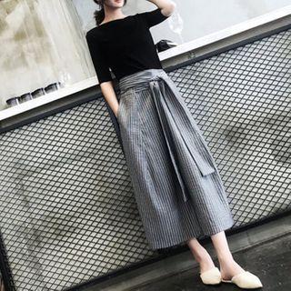 Set: Plain Top + Striped Skirt