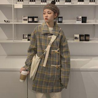 Asymmetrical Plaid Shirt Jacket
