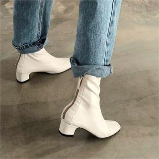 Square-toe Ankle Boots In 2 Designs