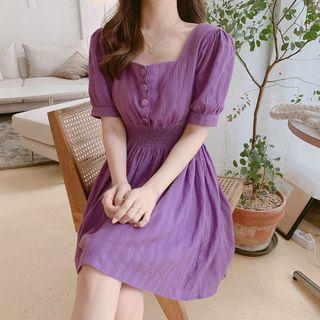 Short-sleeve Jacquard Mini A-line Dress