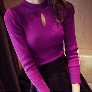 Keyhole Neck Long-sleeve Top