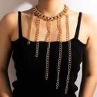 Fringed Chunky Chain Choker 1 Pc - 18749 - Gold - One Size