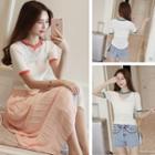 Short-sleeve Keyhole Front Top