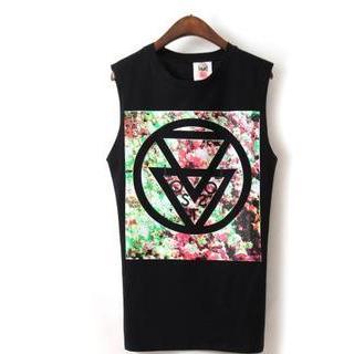 Sleeveless Print T-shirt