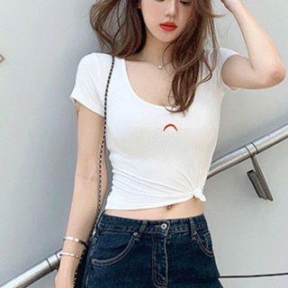 Short-sleeve Moon Printed T-shirt