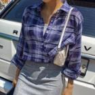 Loose-fit Cropped Plaid Shirt