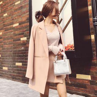 Set: Longline Blazer + Pinstriped Asymmetrical A-line Skrit