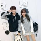 Couple Matching Letter Colour Block Hooded Jacket