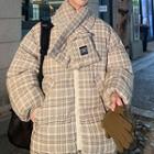 Set: Plaid Padded Coat + Scarf
