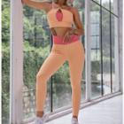 Set: Two Tone Mock Two-piece Spaghetti Strap Top + Yoga Pants