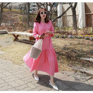 3/4-sleeve Zip-back Long Dress