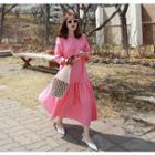 3/4-sleeve Zip-back Long Dress