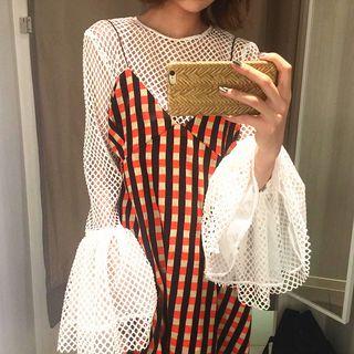 Check Spaghetti Strap Chiffon Dress